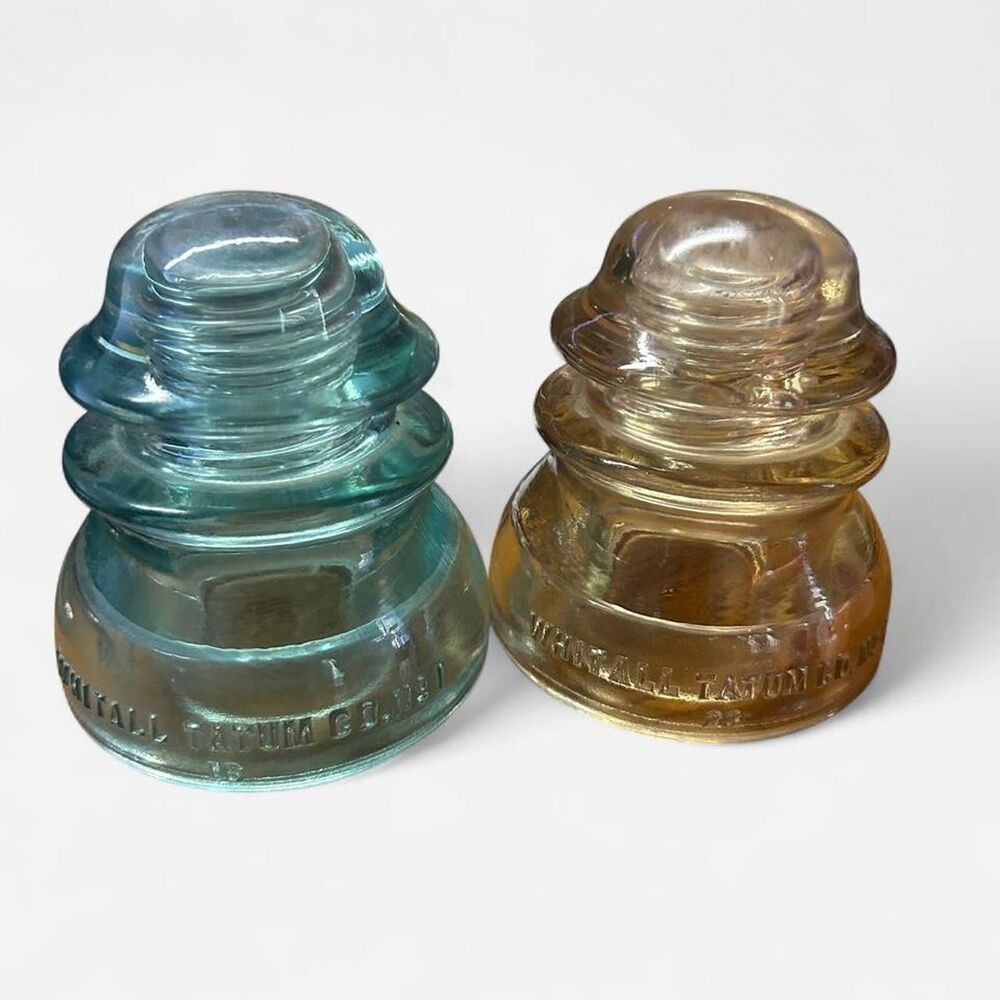 Vintage Peach and Light Teal Whitetall Tatum 23 &16 insulators